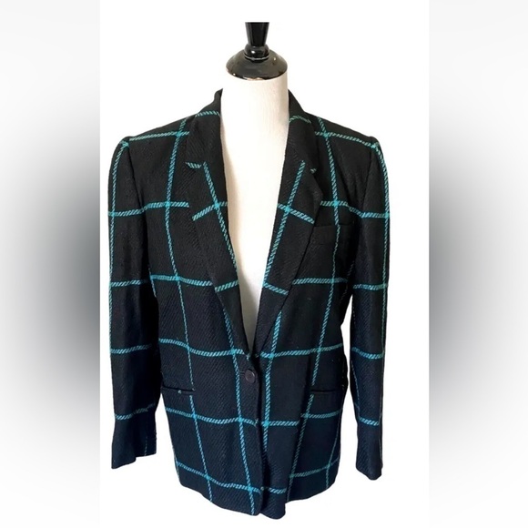 Vintage Evan Picone Size 6 Blazer Jacket Coat Button Front Navy Pockets Academia - Picture 1 of 6